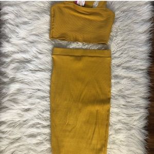 Diane 2 piece mustard skirt set